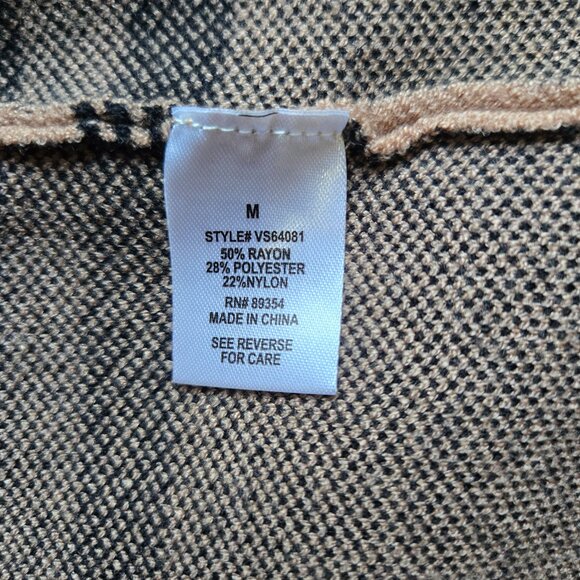 NWT Women's Adrienne Vittadini Beige Striped Fringed Open Cardigan 3/4 Sleeves M - Picture 7 of 7